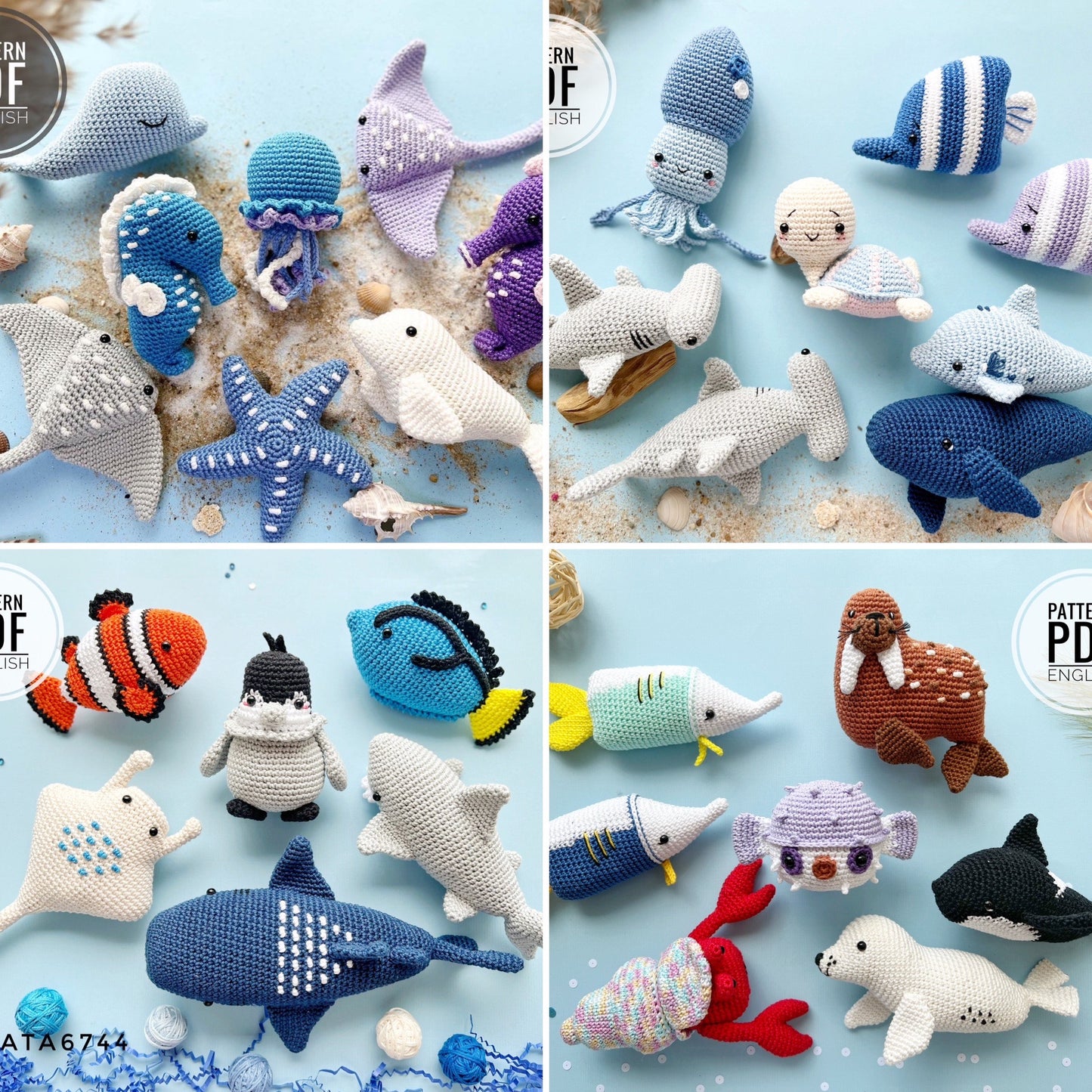 Rnata - Bundle of 24 Sea Animal Toys Pattern PDF