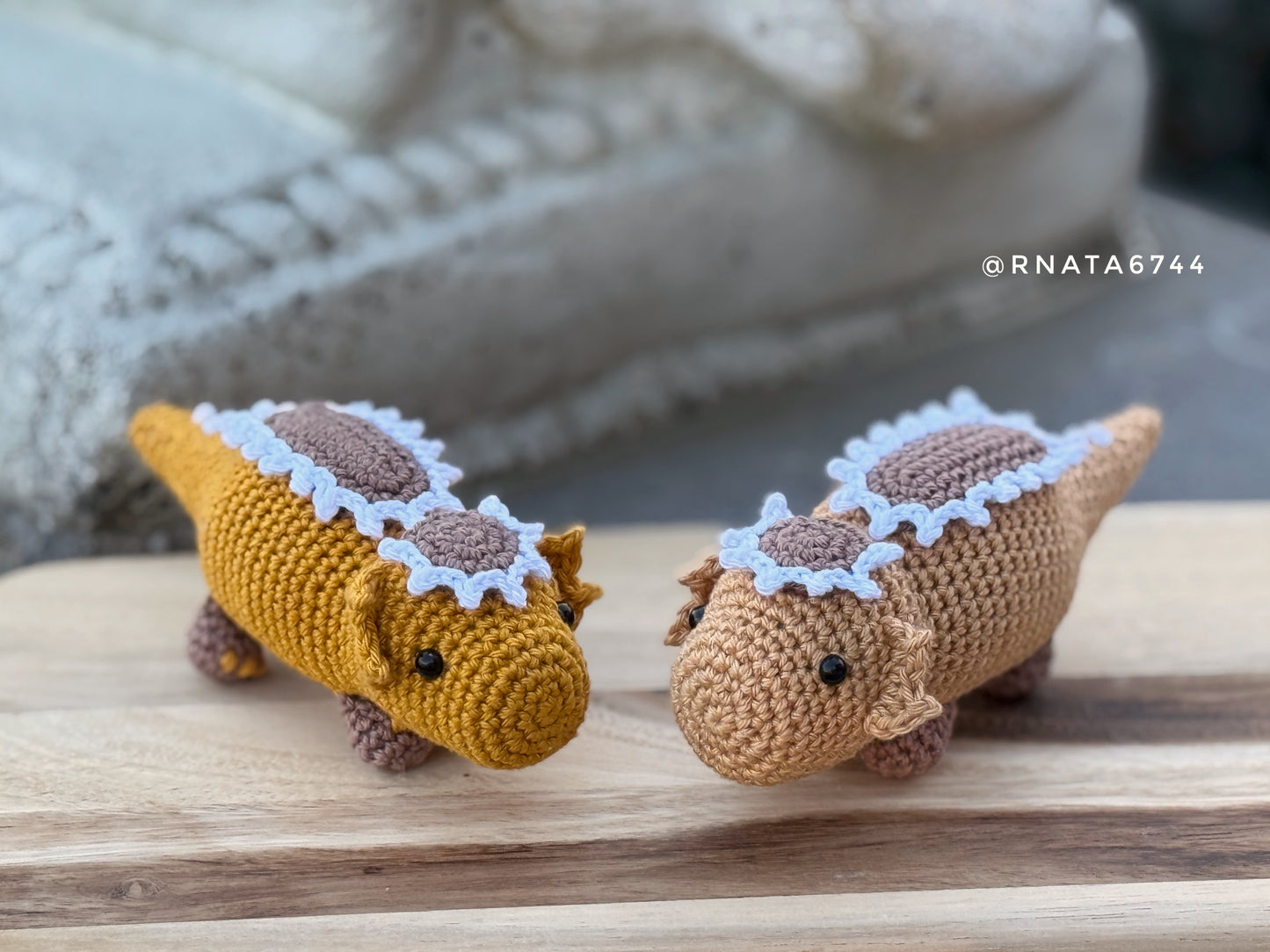 Rnata - Crochet Mini Dinosaurus with Volcano, Low-Sew Pattern (PDF)