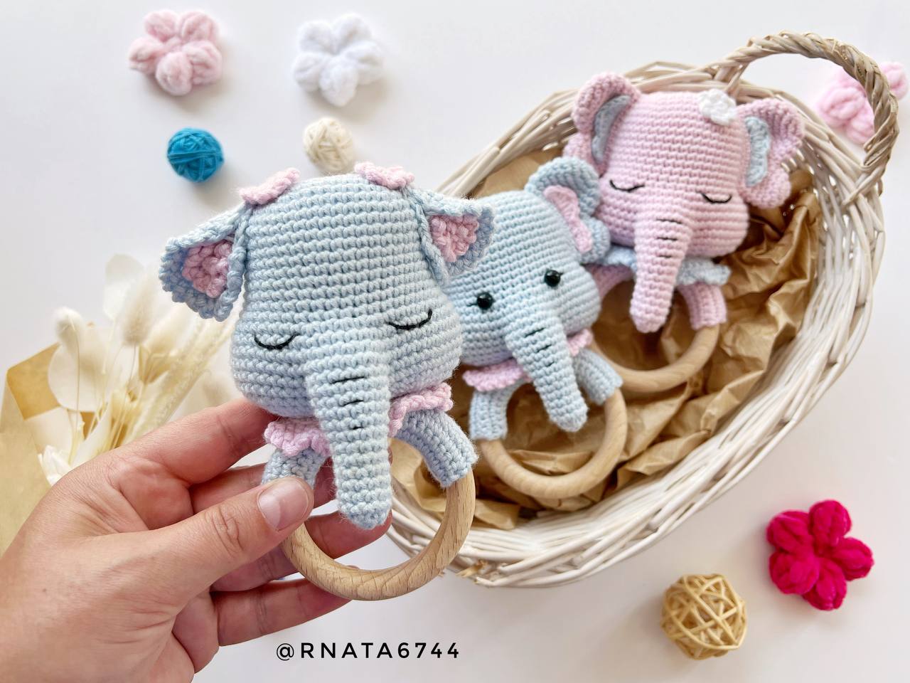 Rnata™ - Sleepy Elephant Rattle Crochet Pattern PDF