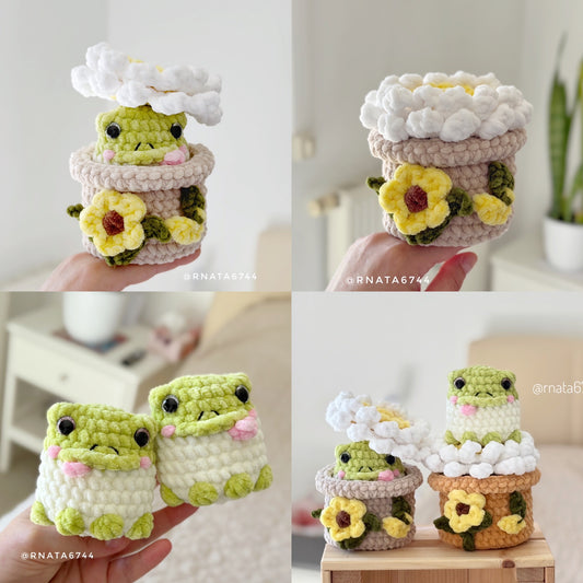 Rnata - Crochet Flower Pot with Frog Pattern (PDF)