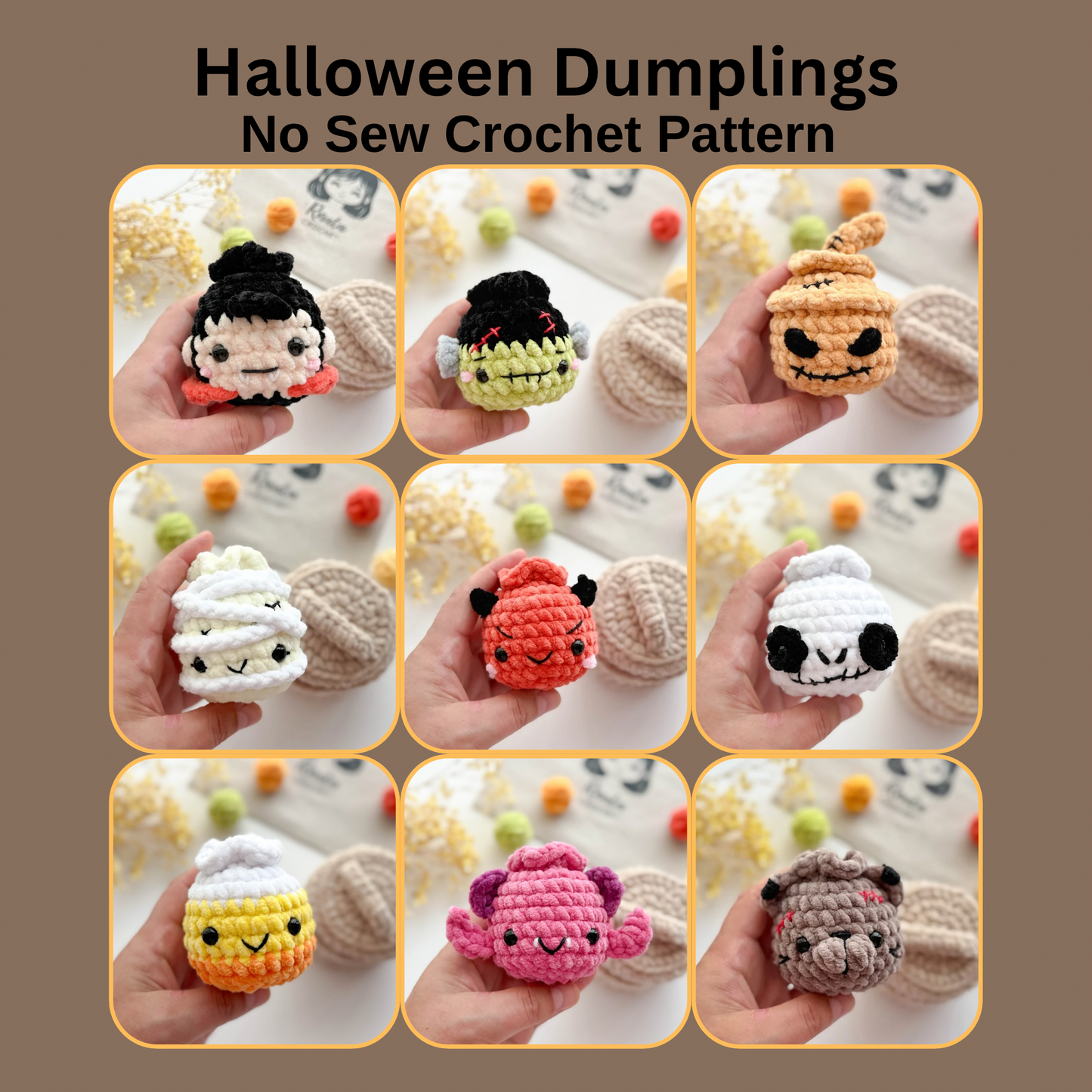 Rnata - No-Sew Halloween Dumplings Crochet Pattern 9-in-1 (PDF)
