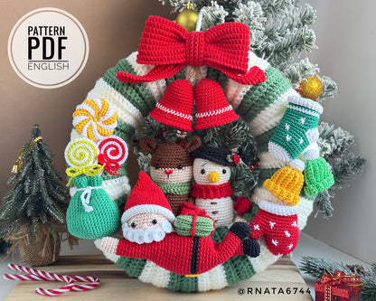 Rnata - Festive Christmas Wreath Crochet Pattern PDF