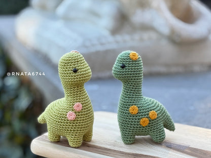 Rnata - Crochet Mini Dinosaurus with Volcano, Low-Sew Pattern (PDF)