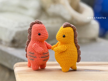 Rnata - Crochet Mini Dinosaurus with Volcano, Low-Sew Pattern (PDF)