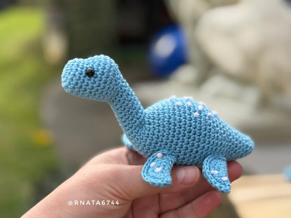 Rnata - Crochet Mini Dinosaurus with Volcano, Low-Sew Pattern (PDF)