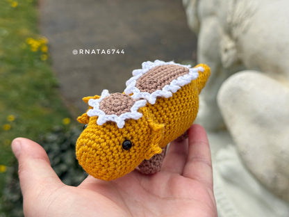 Rnata - Crochet Mini Dinosaurus with Volcano, Low-Sew Pattern (PDF)