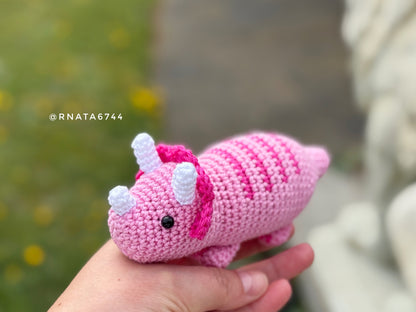 Rnata - Crochet Mini Dinosaurus with Volcano, Low-Sew Pattern (PDF)