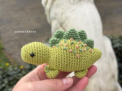Rnata - Crochet Mini Dinosaurus with Volcano, Low-Sew Pattern (PDF)