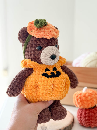 Rnata-Halloween Pumpkin Bear & Mug Crochet Pattern Low-Sew (PDF)