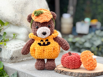 Rnata-Halloween Pumpkin Bear & Mug Crochet Pattern Low-Sew (PDF)