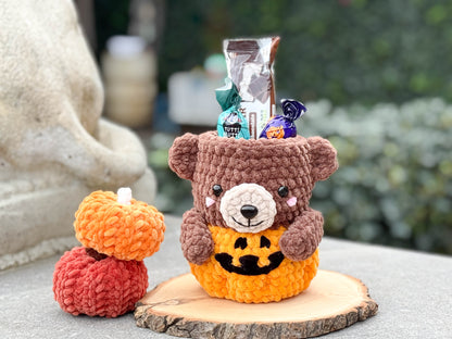 Rnata-Halloween Pumpkin Bear & Mug Crochet Pattern Low-Sew (PDF)