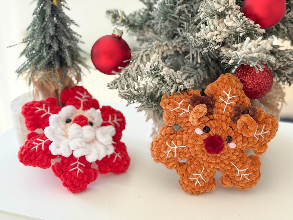 Rnata-Crochet Snowflake: Santa, Gingerbread, Snowman & Reindeer Pattern (PDF)