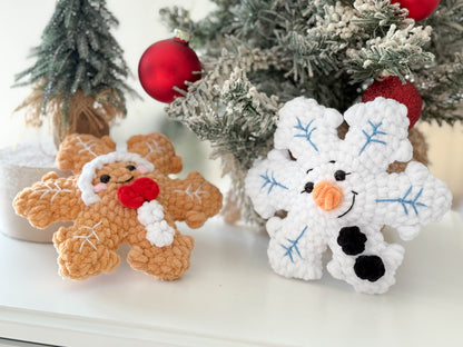 Rnata-Crochet Snowflake: Santa, Gingerbread, Snowman & Reindeer Pattern (PDF)