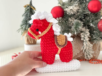 Rnata -Christmas Rocking Horse, Plush Toy, Pattern Low-Sew (PDF)