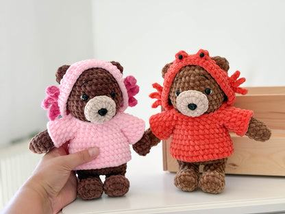 Rnata - Low-Sew 2-in-1 Hoodie Bear Crochet Pattern PDF