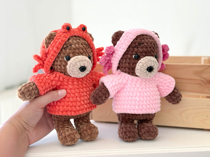Rnata - Low-Sew 2-in-1 Hoodie Bear Crochet Pattern PDF