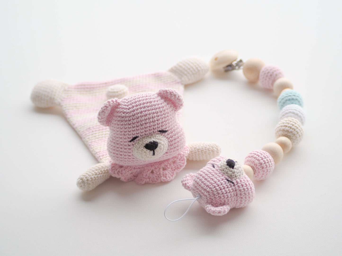 Rnata™ - Sleepy Teddy Lovey & Pacifier Holder Crochet Pattern PDF