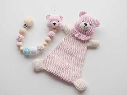 Rnata™ - Sleepy Teddy Lovey & Pacifier Holder Crochet Pattern PDF